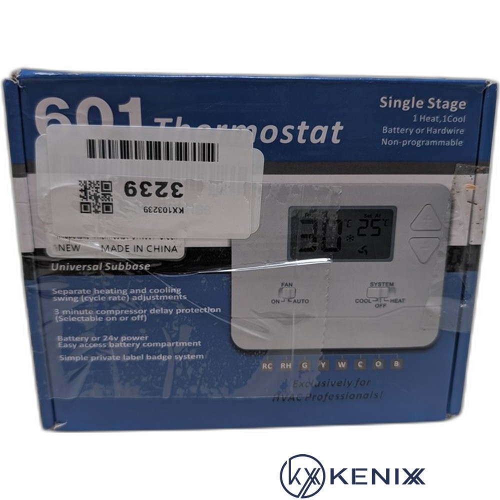 601 Thermostat Single Stage 1 Heat / 1 Cool Battery or Hardwire