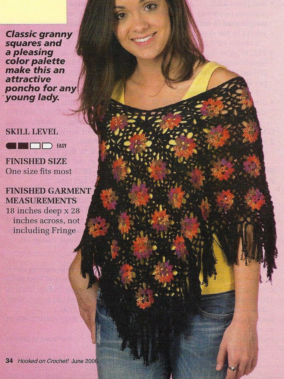 GRANNY PONCHO WOMEN'S DIGEST SIZE CROCHET PATTERN INSTRUCTIONS
