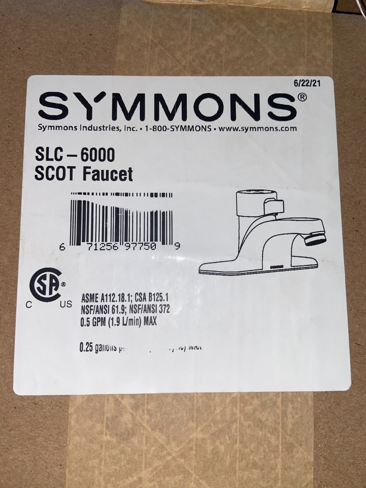 SYMMONS SCOT  4" CENTER METERING FAUCET CHROME  SLC-6000