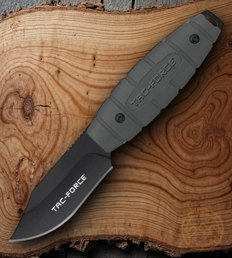 Tac Force Fixed Knife 4.25" Full Tang Stainless Steel Blade Gray Nylon Handle