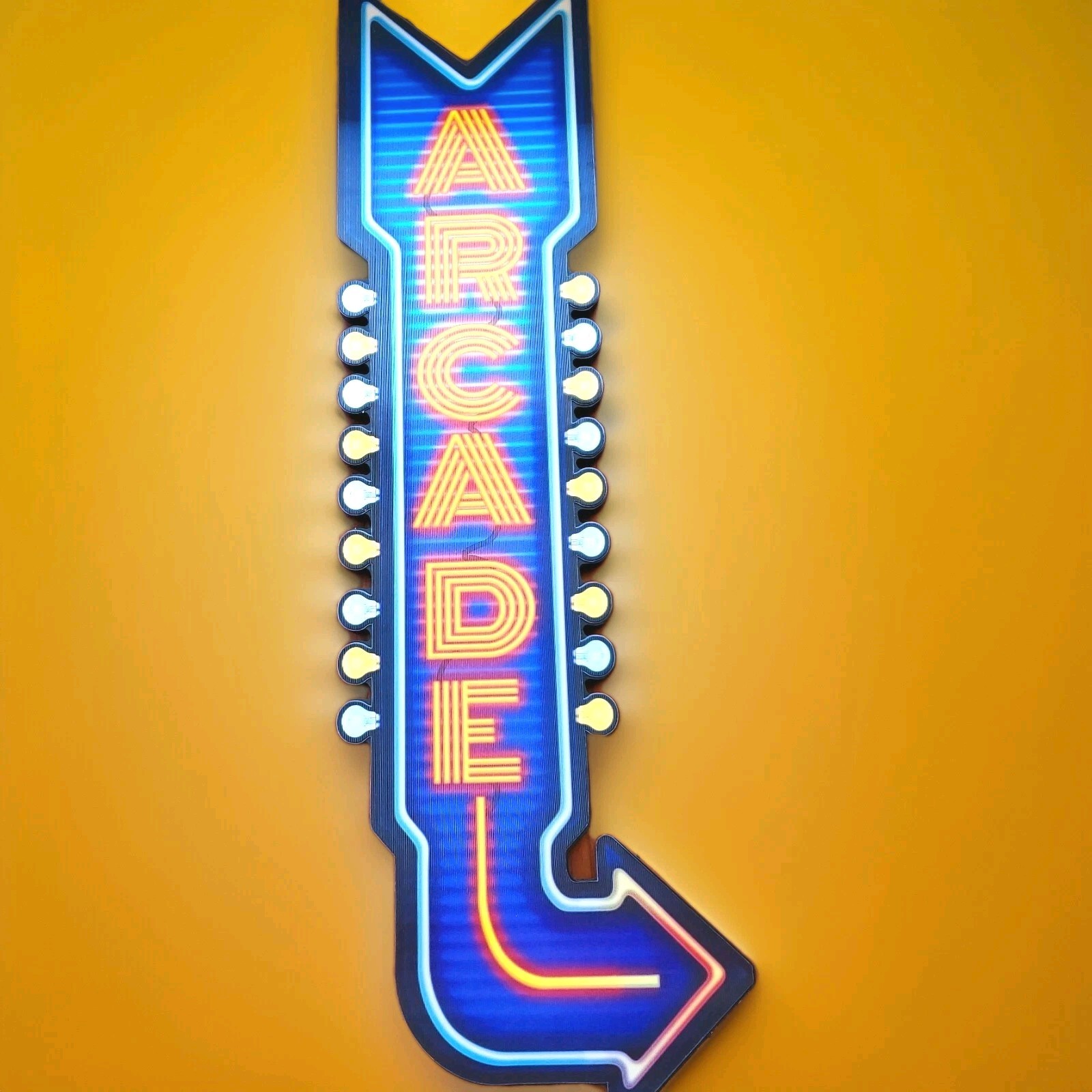 Vintage VIDEO ARCADE Sign 8x24" Wood Wall Art Hanging Holo Neon 3D 80s Repro NEW