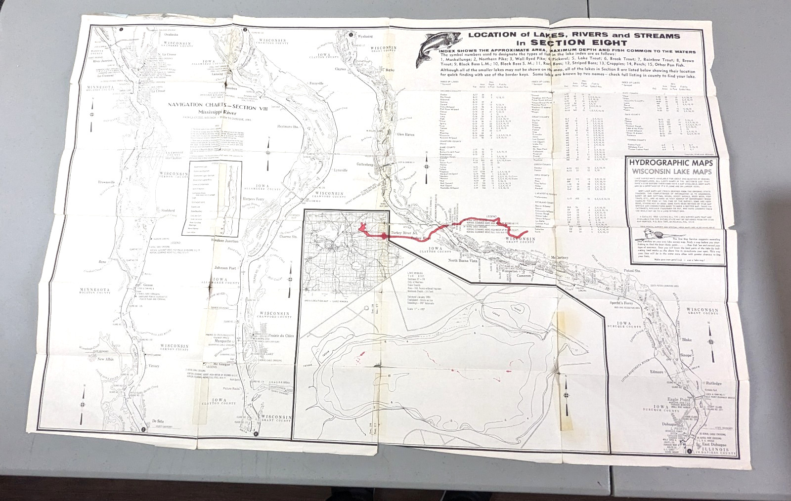Sportsman’s Northern Wisconsin Fishing Lake Section 8 Map Navigation Chart
