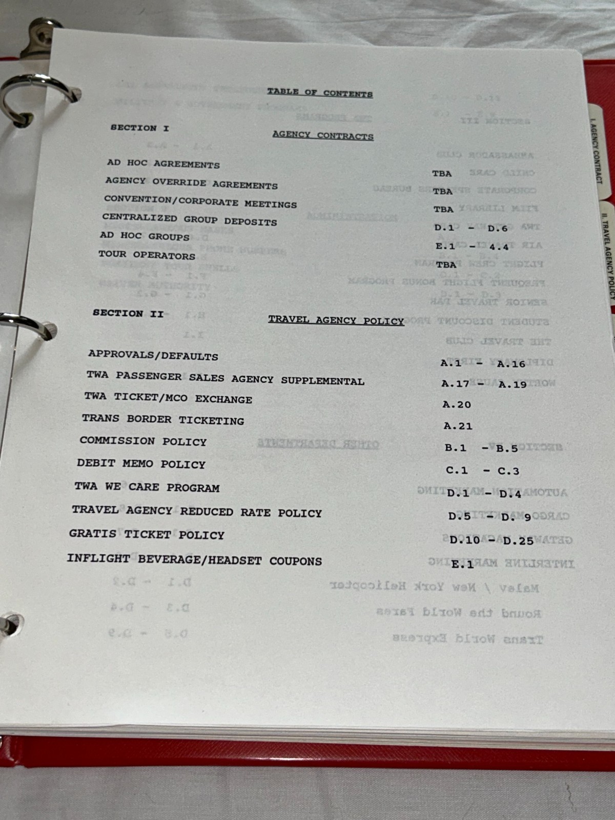 Vintage TWA Ring Binder Product Knowledge HandBook 1993