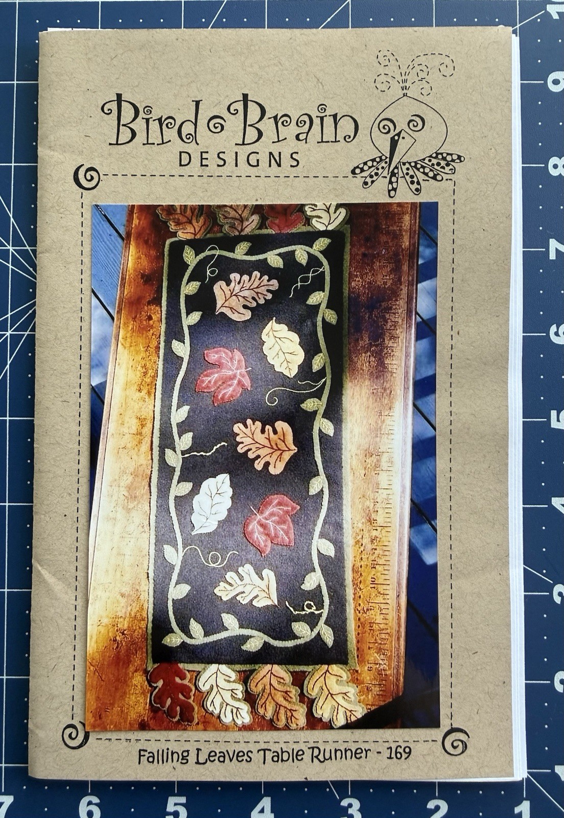 Bird Brain Designs FALLING LEAVES Table Runner Pattern 11" x 31.5" UNCUT