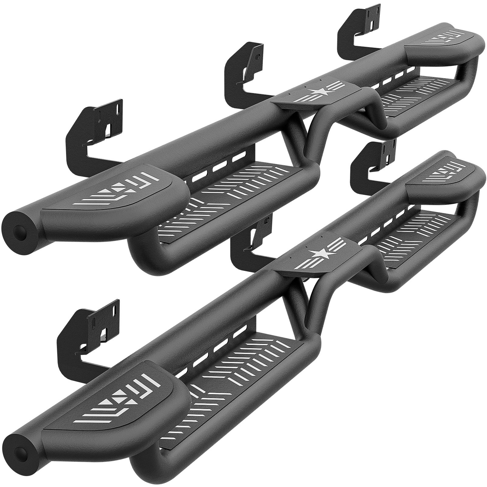 3-Raised Steps Running Boards For 2009-2014 Ford F150 SuperCrew Cab Super Duty