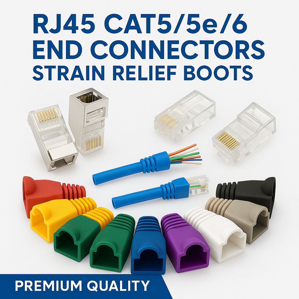 RJ45 CABLE CONNECTORS UTP GOLD PLATED PASSTHROUGH ENDS CAT 6 CAT5e NETWORK  LOT