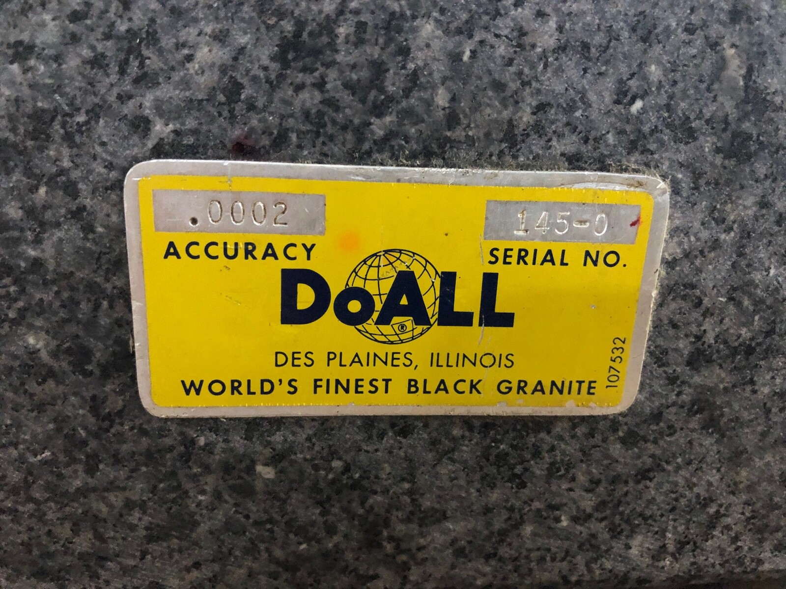 DoAll Granite Surface Plate