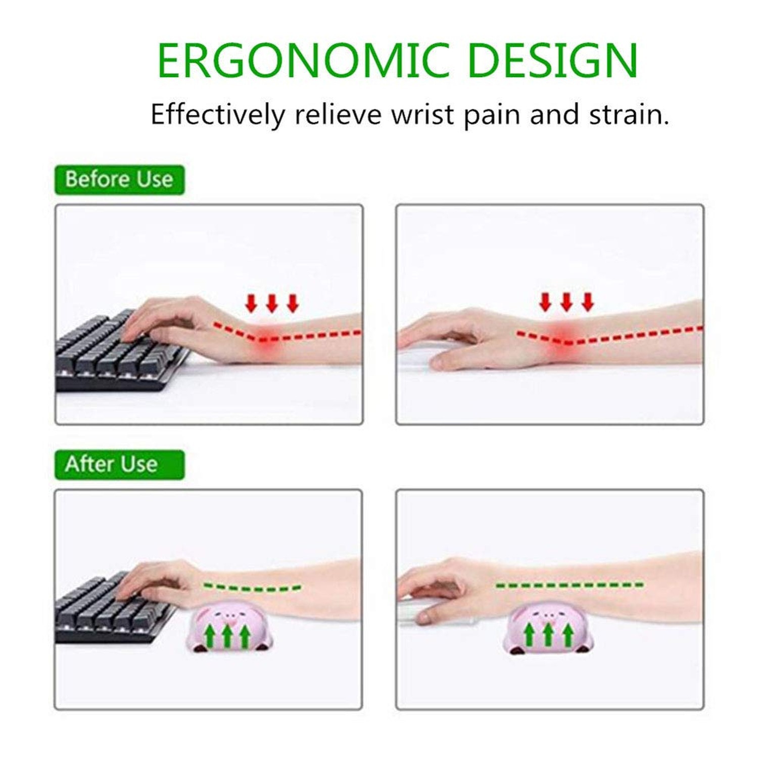 Small Wrist Rest Mouse Pad, Mini Cute Ergonomic Mousepad Memory Foam Design P...