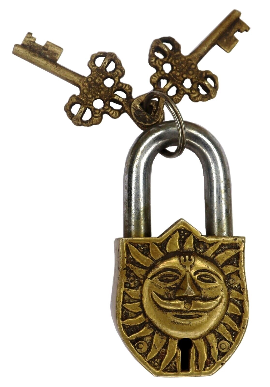 Lord Sun Design Security Lock Victorian Style Handmade Brass Functional Padlock
