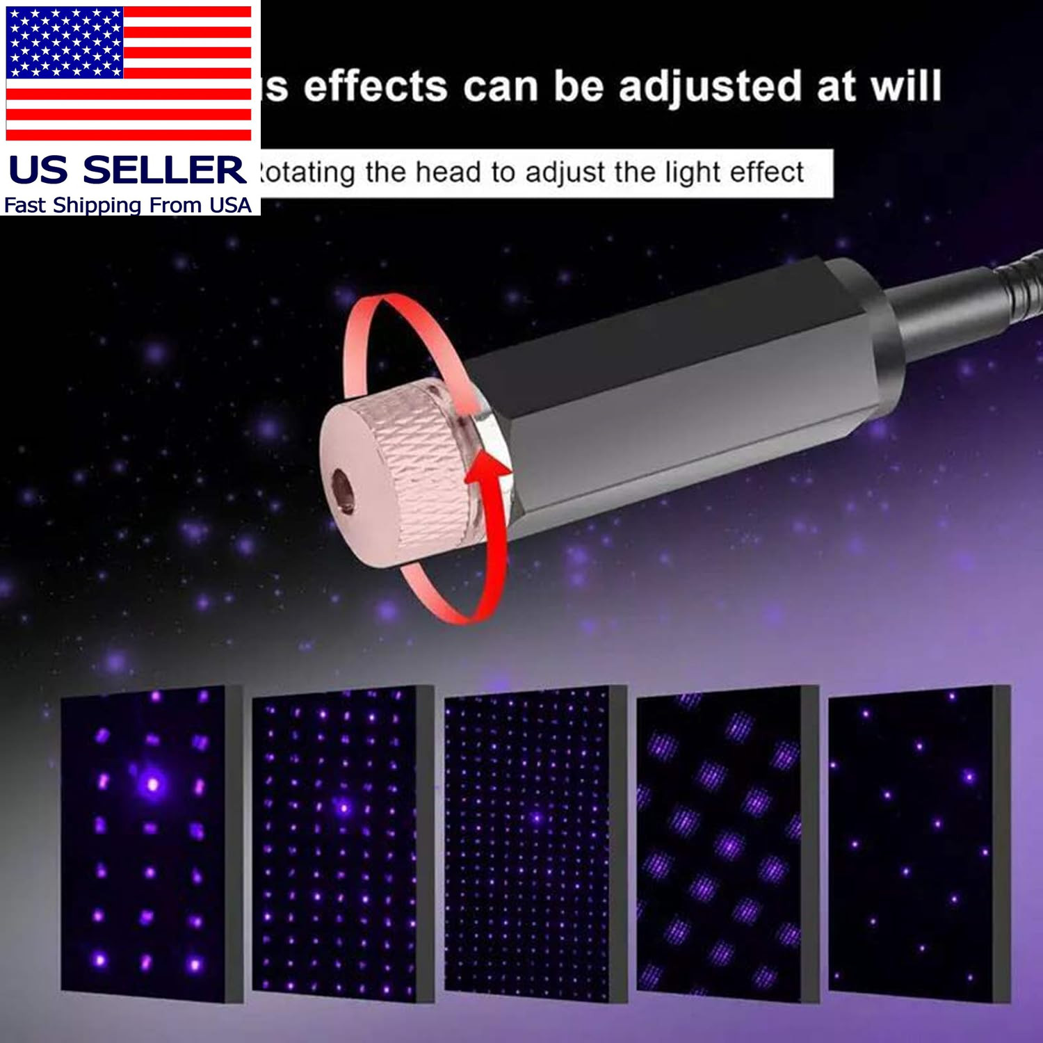 USB Star Projector Night Light, Adjustable Romantic Starry Sky Projector Car Lig