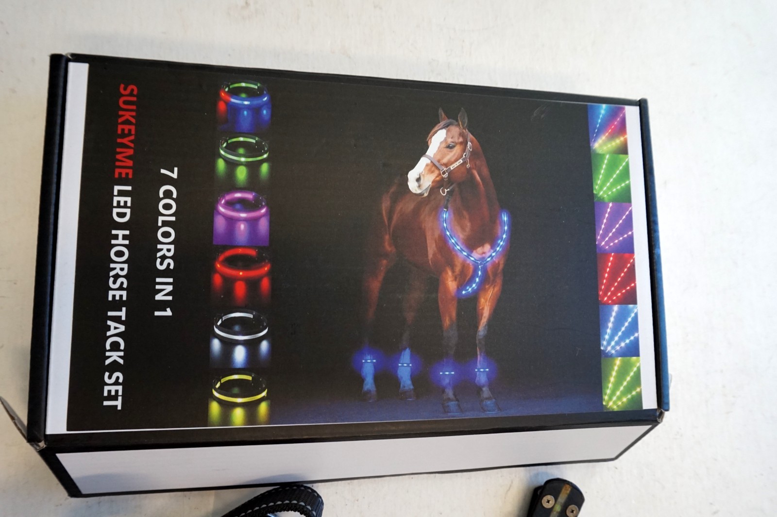5 Pcs 7 Colors LED Horse Breastplate and Leg Band Set USB Rechargeable Light ...
