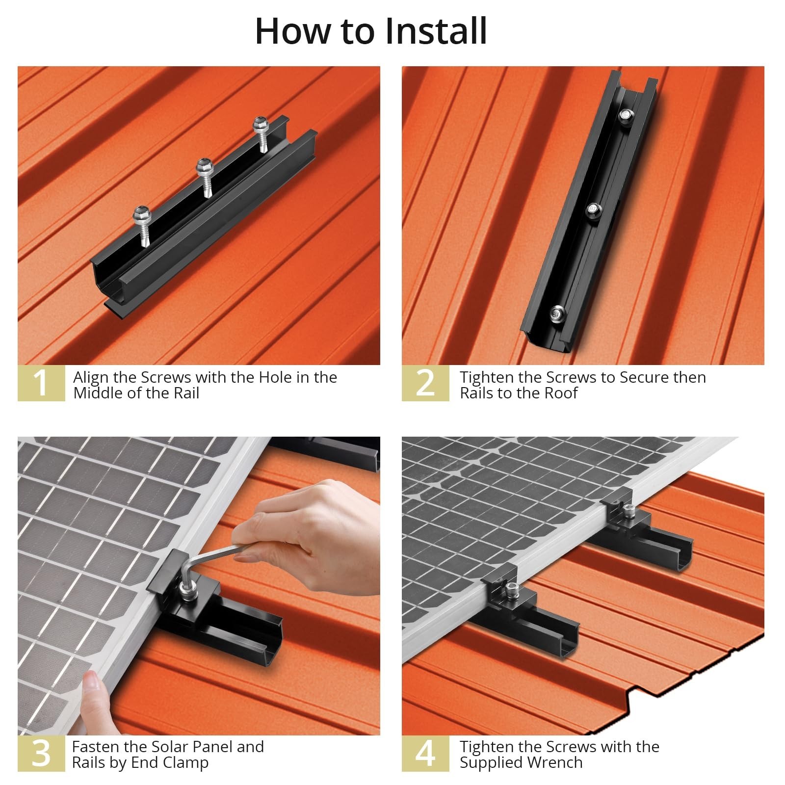 Anbte Solar Panel Bracket Kit, 6 Pcs 7.87 in Aluminium Solar Panel Mounting R...