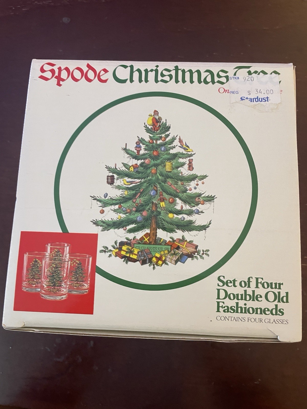 Spode Christmas Tree Set of 4 Double Old Fashioneds New In Box Never Used