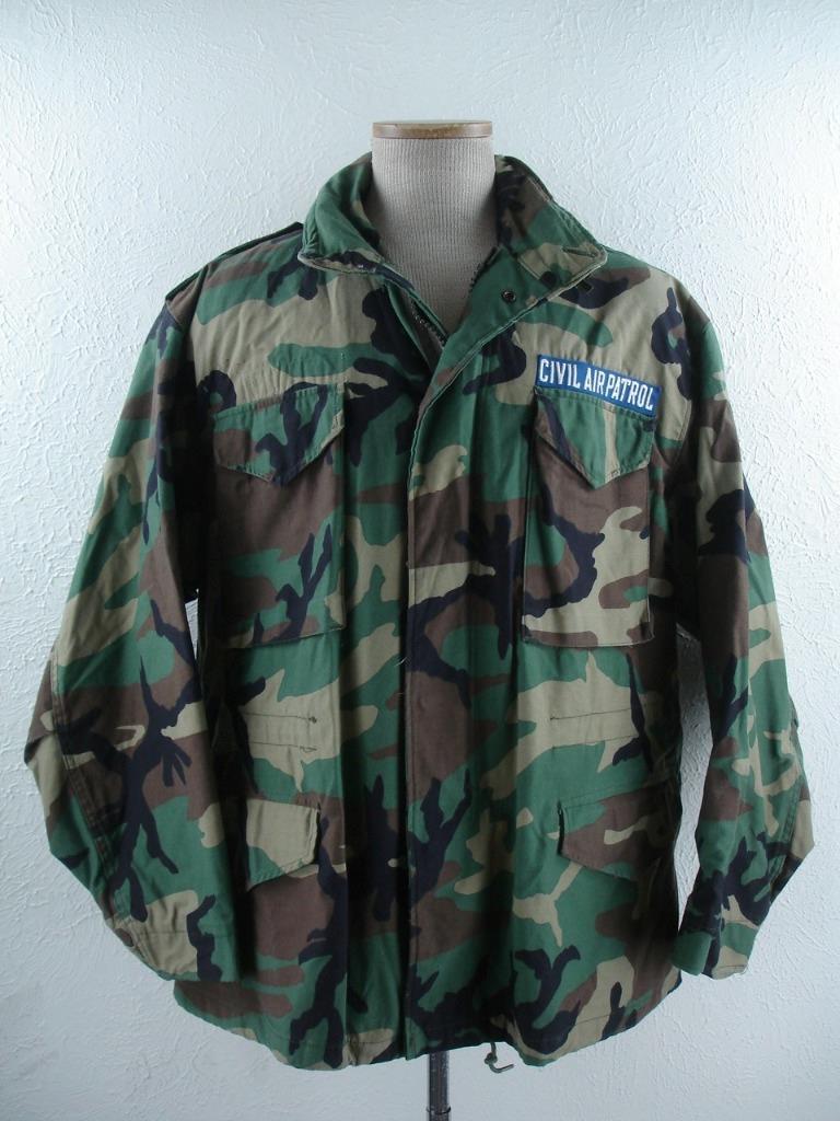 Men's L M-65 Coat Cold Weather Field Jacket Woodland M81 Camo 8415-01-099-7838