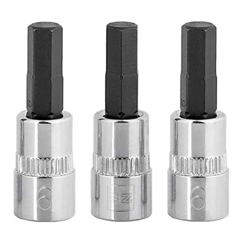 BRAZEN 6mm Hex Bit Socket/Allen Driver 6mm, Three Pack (1/4" Drive, Short)