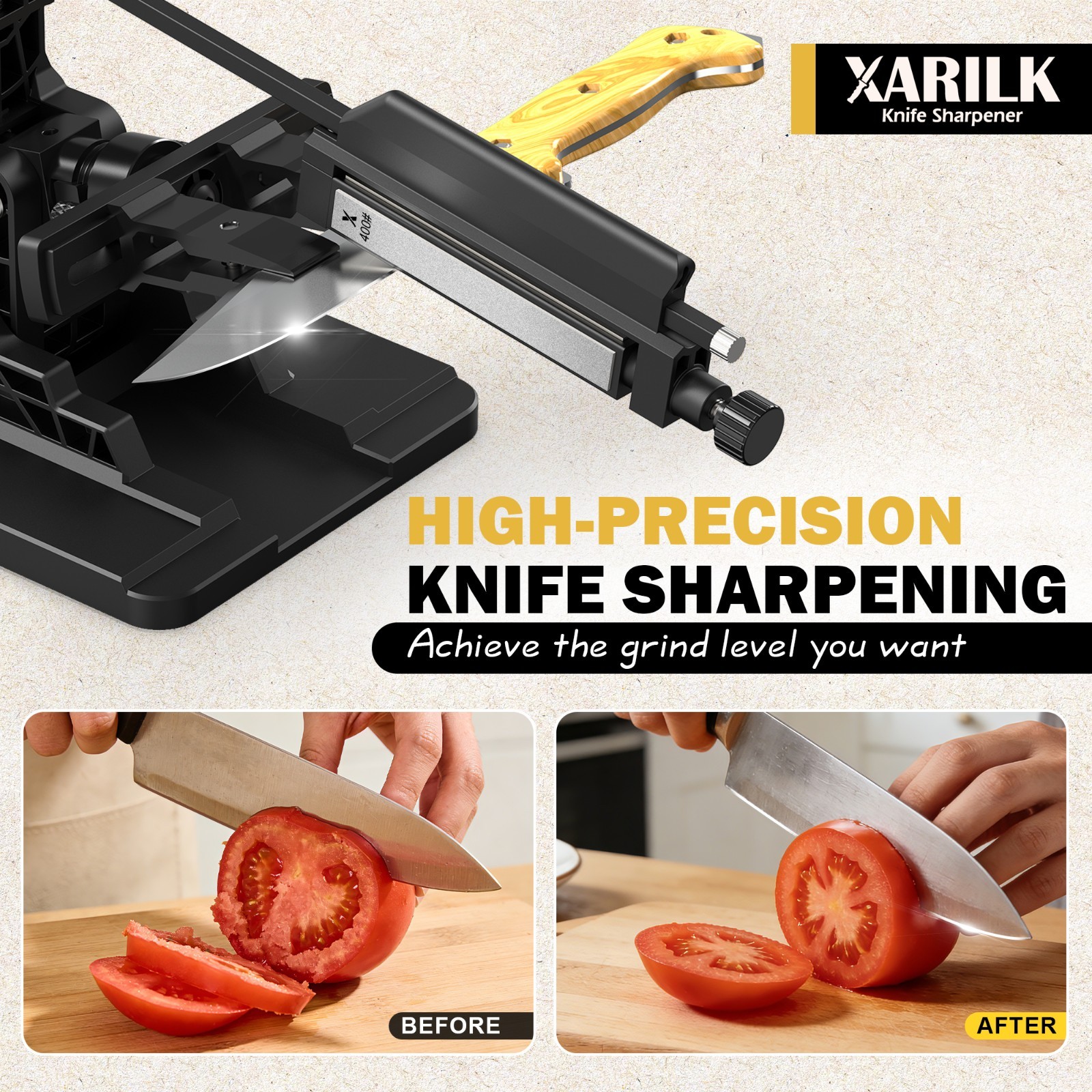 Upgraded Folding Knife Sharpener XAR-FS1, Adjustable Angle System, Diamond Stone