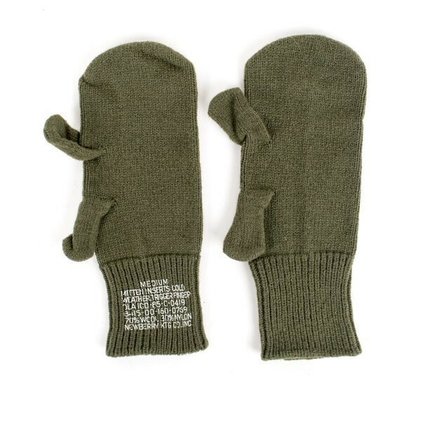 US Military Wool Trigger Finger Mitten Liners Cold Weather Wool Blend Gloves