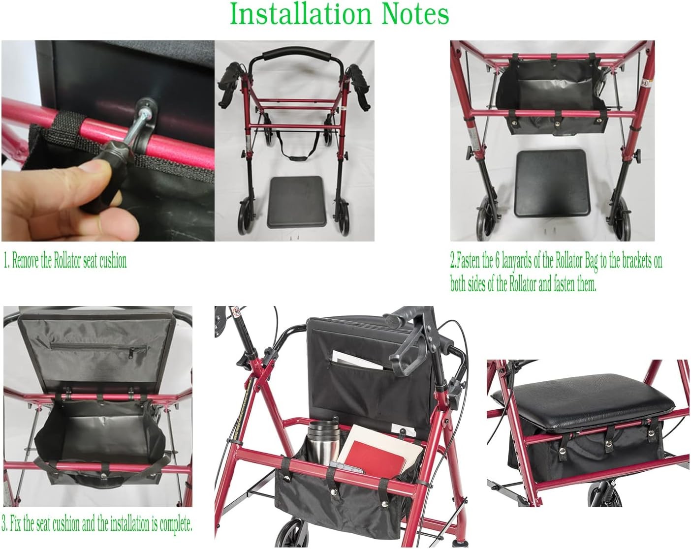 Under Seat Rollator Bag or Tote for Four Wheel Rollator, Walker...