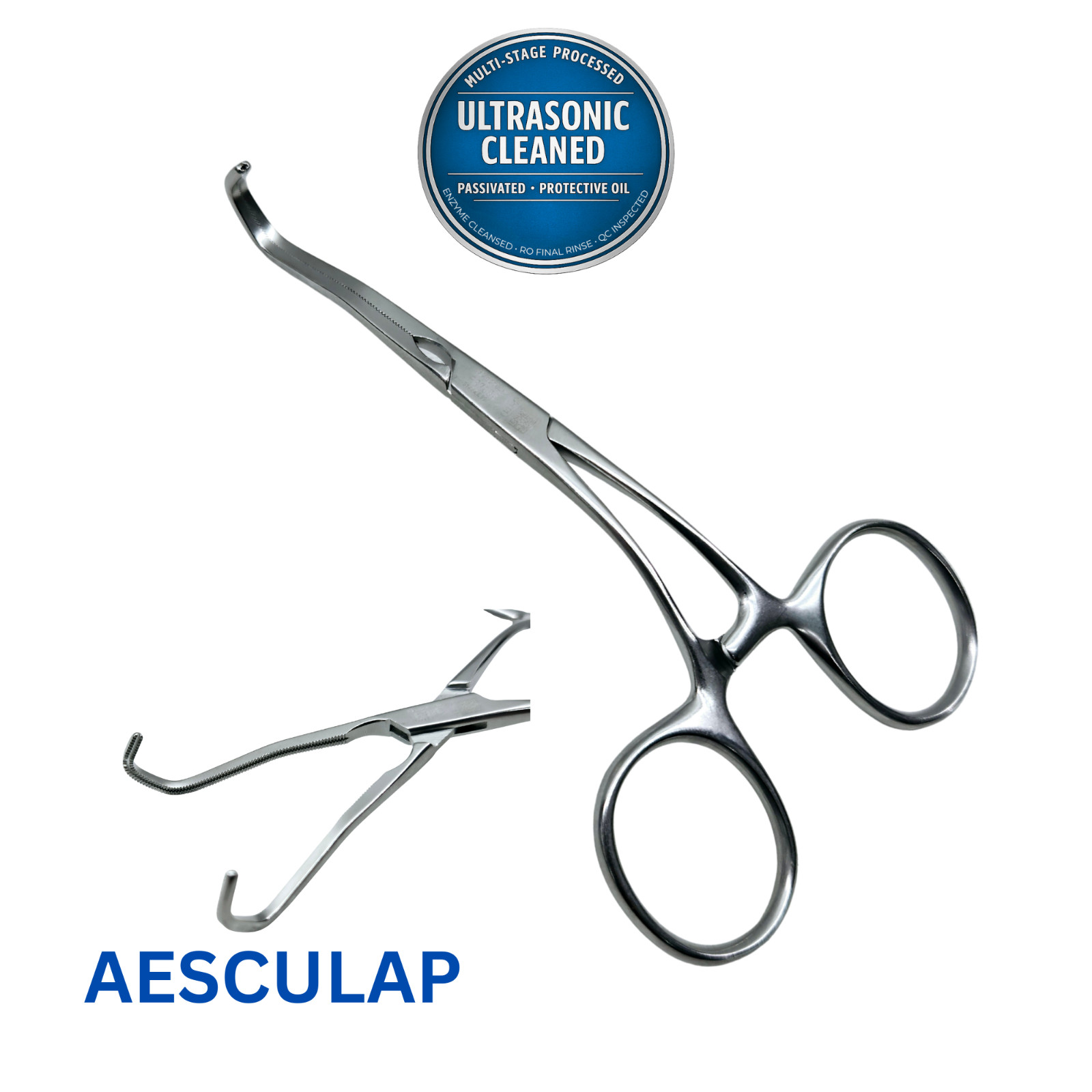 AESCULAP FB708R Cooley Atraumatic Vascular Clamp, angled, 50 °, 115 mm