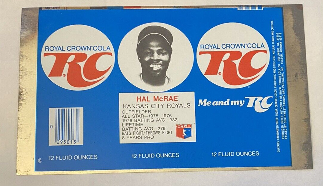 HAL McRAE Pre-production RC COLA Soda Pop can tinplate flat sheet ROYALS