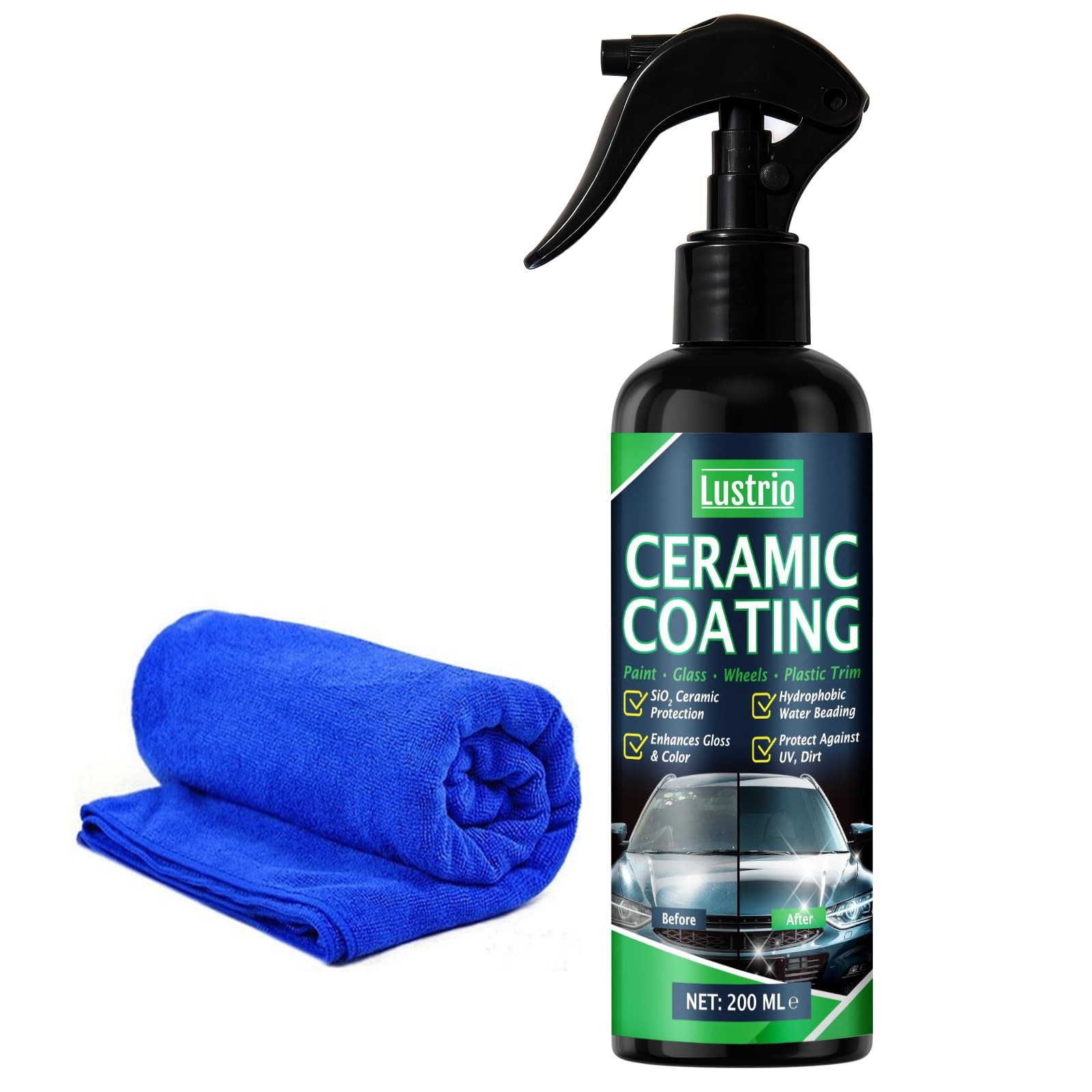 Ceramic Spray Coating 6.8oz – Hydrophobic Car Paint Sealant – Spray on & Wipe...