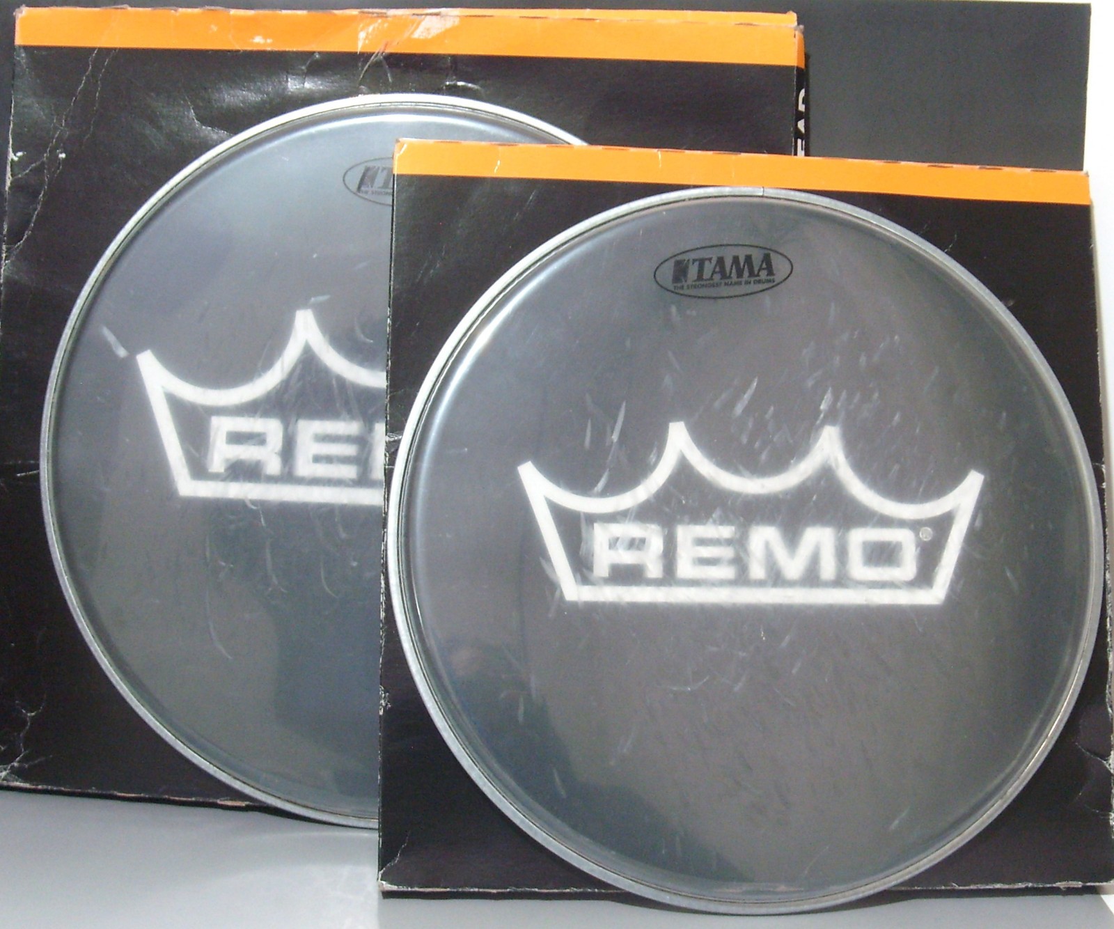REMO TAMA Drum Heads x2 12" & 13" Ambassador Coated Vintage Used A/F As Found