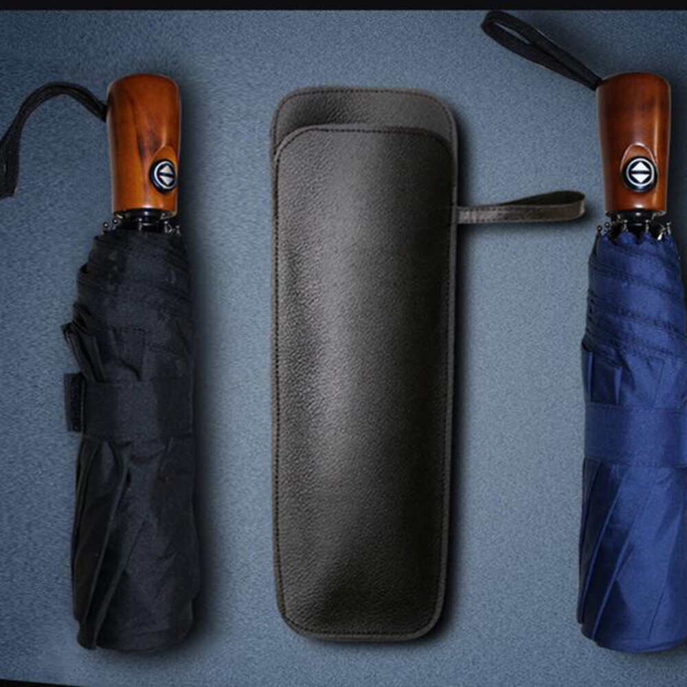 Leather Folding Umbrella Bag Case Waterproof Umbrella Storage Portable Pouch