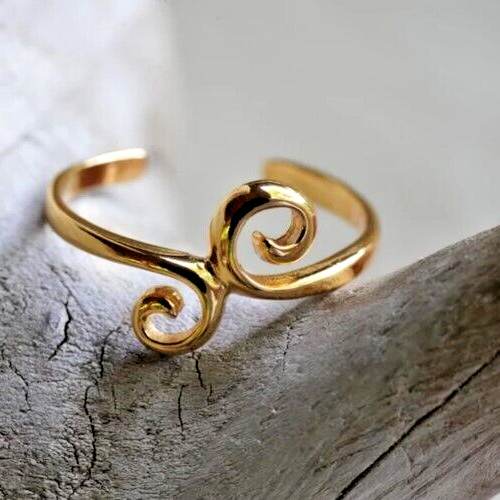 Fine Solid Metal 925 Silver WOMEN'S Curved Band Adjustable Foot Jewelry Toe Ring