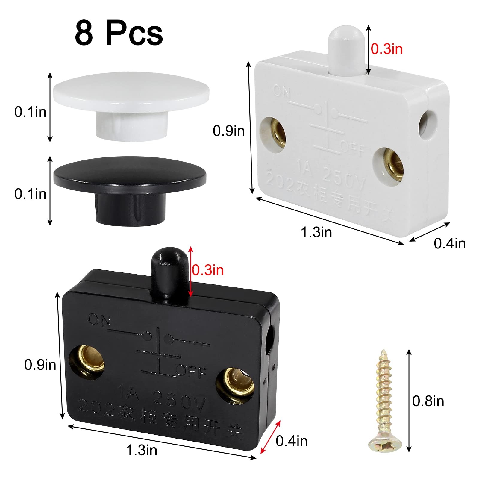 Litoexpe 8 Pcs Automatic Cabinet Lamp Switch, Touch Switch, Normally Closed S...