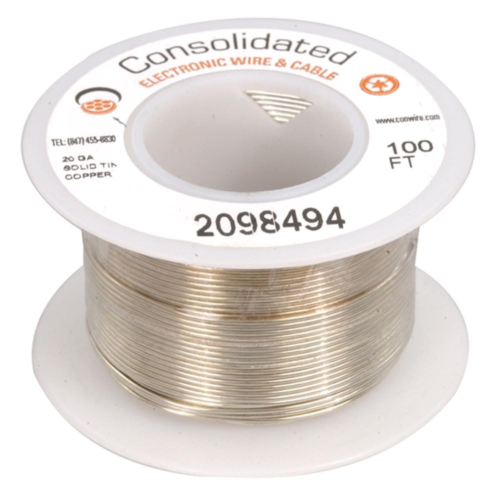 Jameco ValuePro 20 AWG Solid Tinned-Copper Bus Bar Wire 100 Feet Tinned Copper