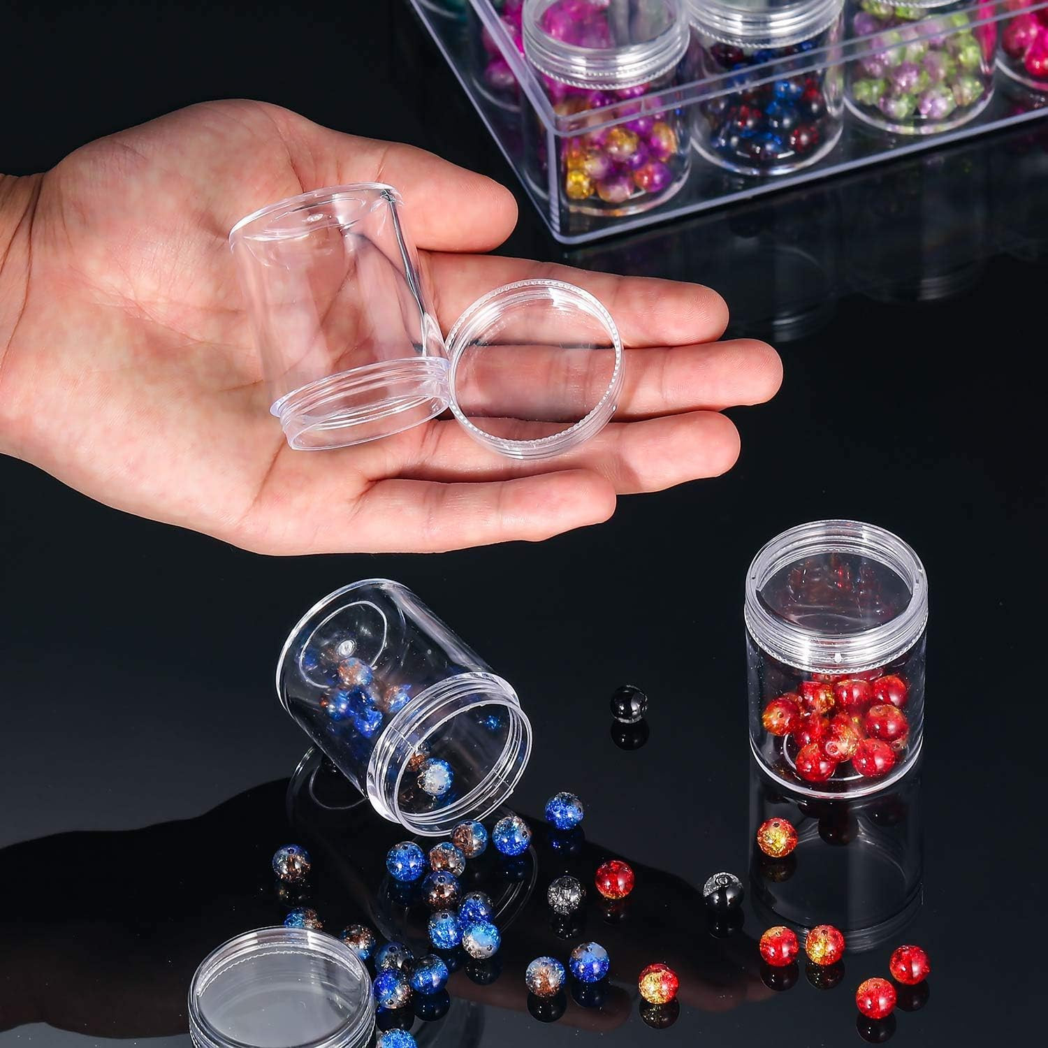 Clear Bead Organizer Small Bead Storage Containers Set 12 Pieces Plastic Storage