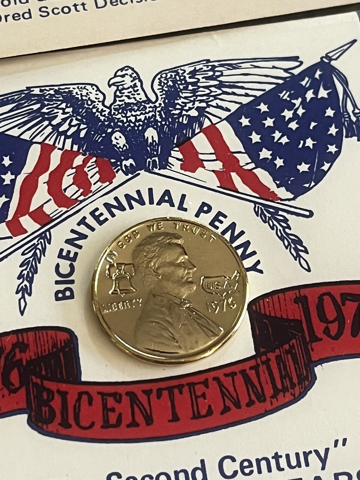 Counterstamp 1976 Lincoln penny 4th of July USA commemorative item Bicentennial
