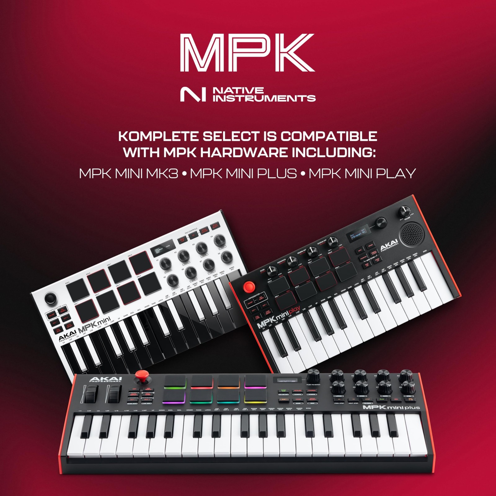 MPK Mini MK3 USB MIDI Keyboard: 25 Keys, 8 Pads, 8 Knobs, Software, NKS Integ...