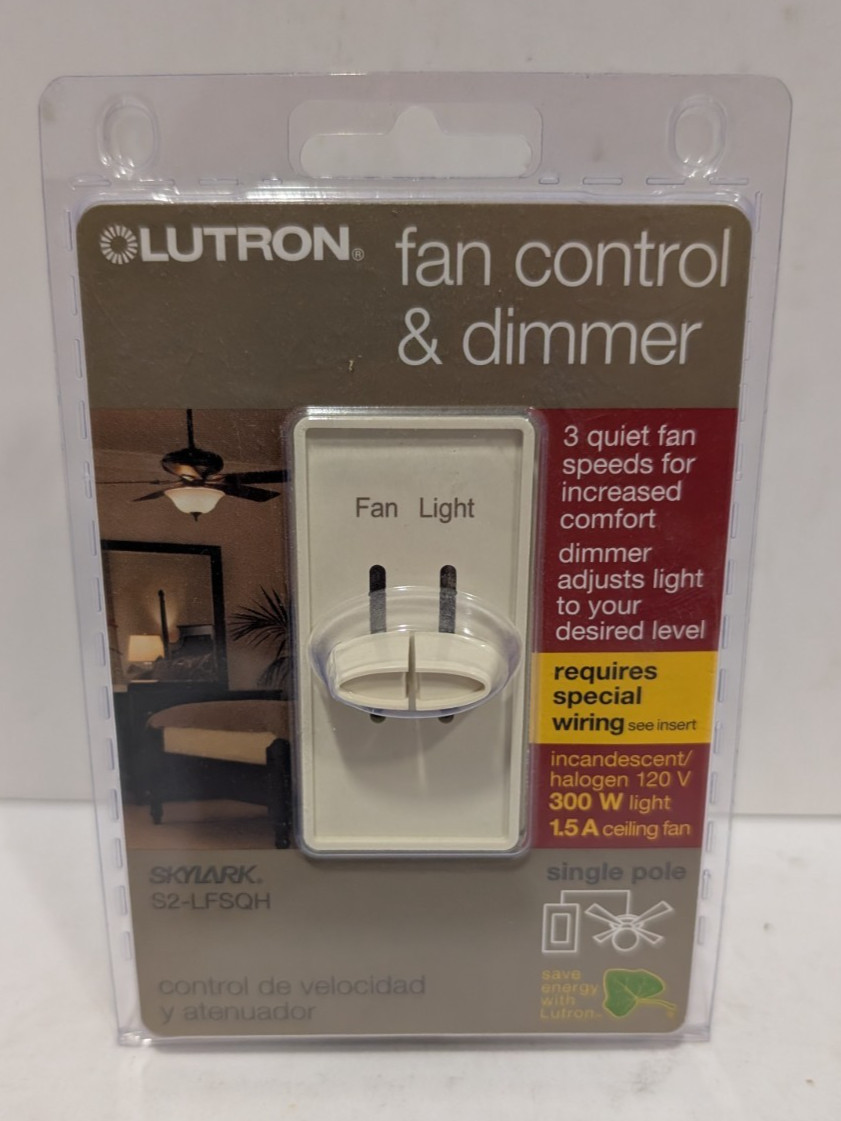 Lutron S2-LFSQH Skylark Fan Control & Dimmer - Light Almond