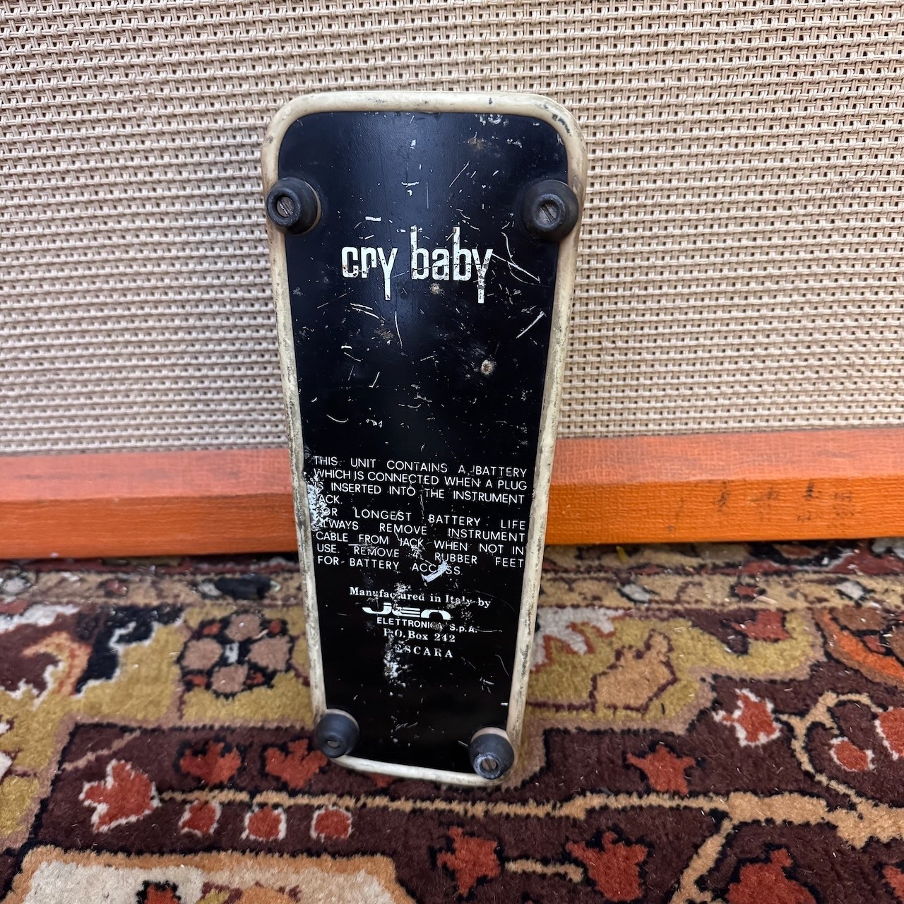Vintage 1970s Jen Cry Baby Crybaby Italy Red Fasel Wah Wah Guitar Effects Pedal