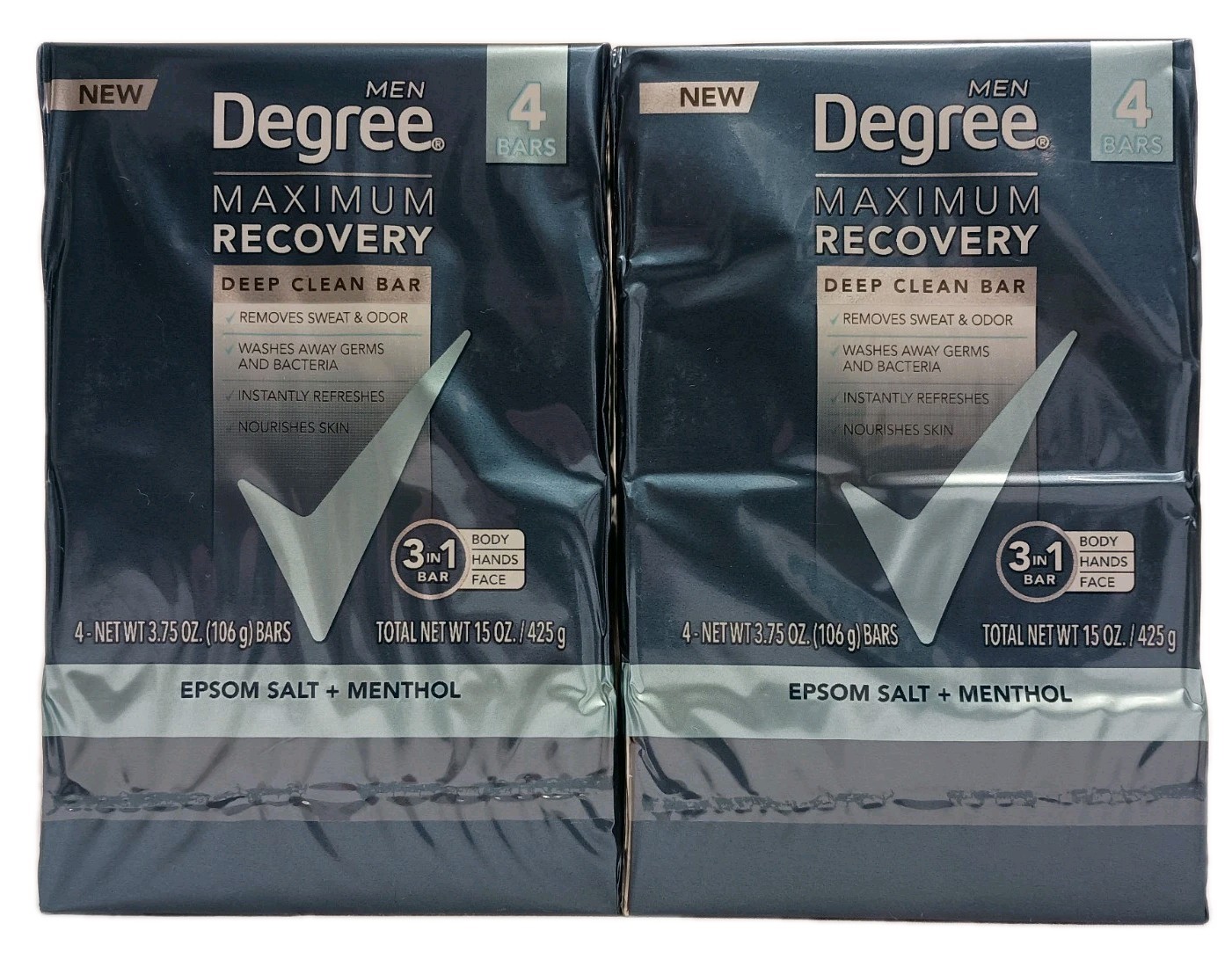 8 Bars Degree Maximum Recovery Epsom Salt + Menthol Extract Bar Soap 3.75 Oz.