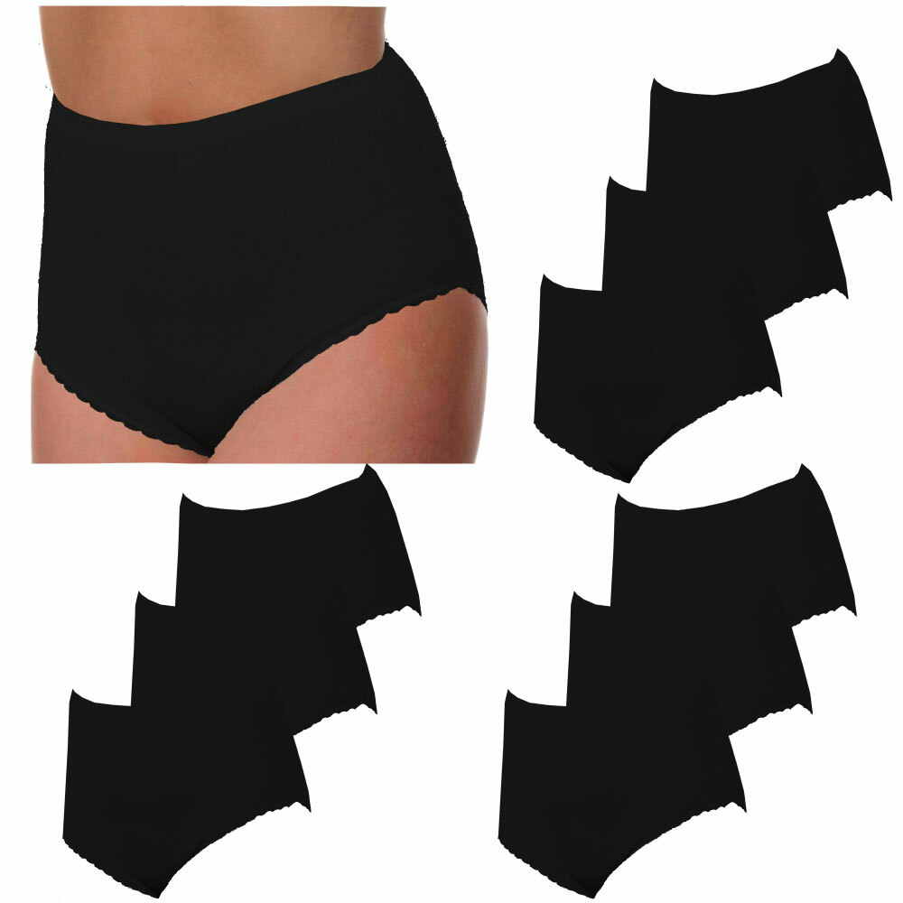 Ladies Mama Crinkle Underwear Briefs Knickers Full High Waist Maxi Comfort 12pcs