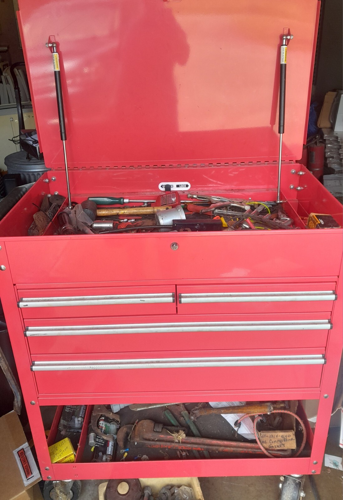 Roller Cart Tool Cabinet Storage Chest Box Red 4 Drawer + Tools