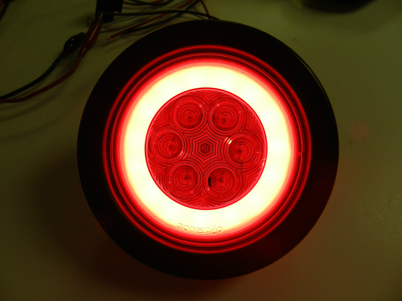 (2) RED 4" Round LED 21 SMD Diodes Stop, Turn, Tail Light Optronics Glo-Light