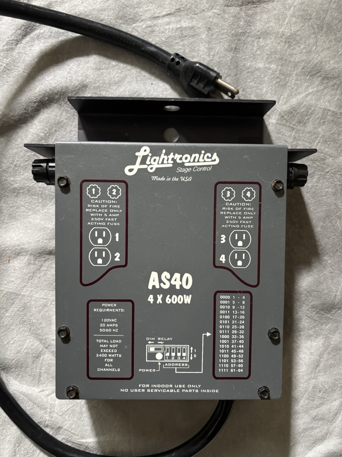 Lightronics AS-40D 4-Channel Portable Dimmer with DMX, 600W per Channel