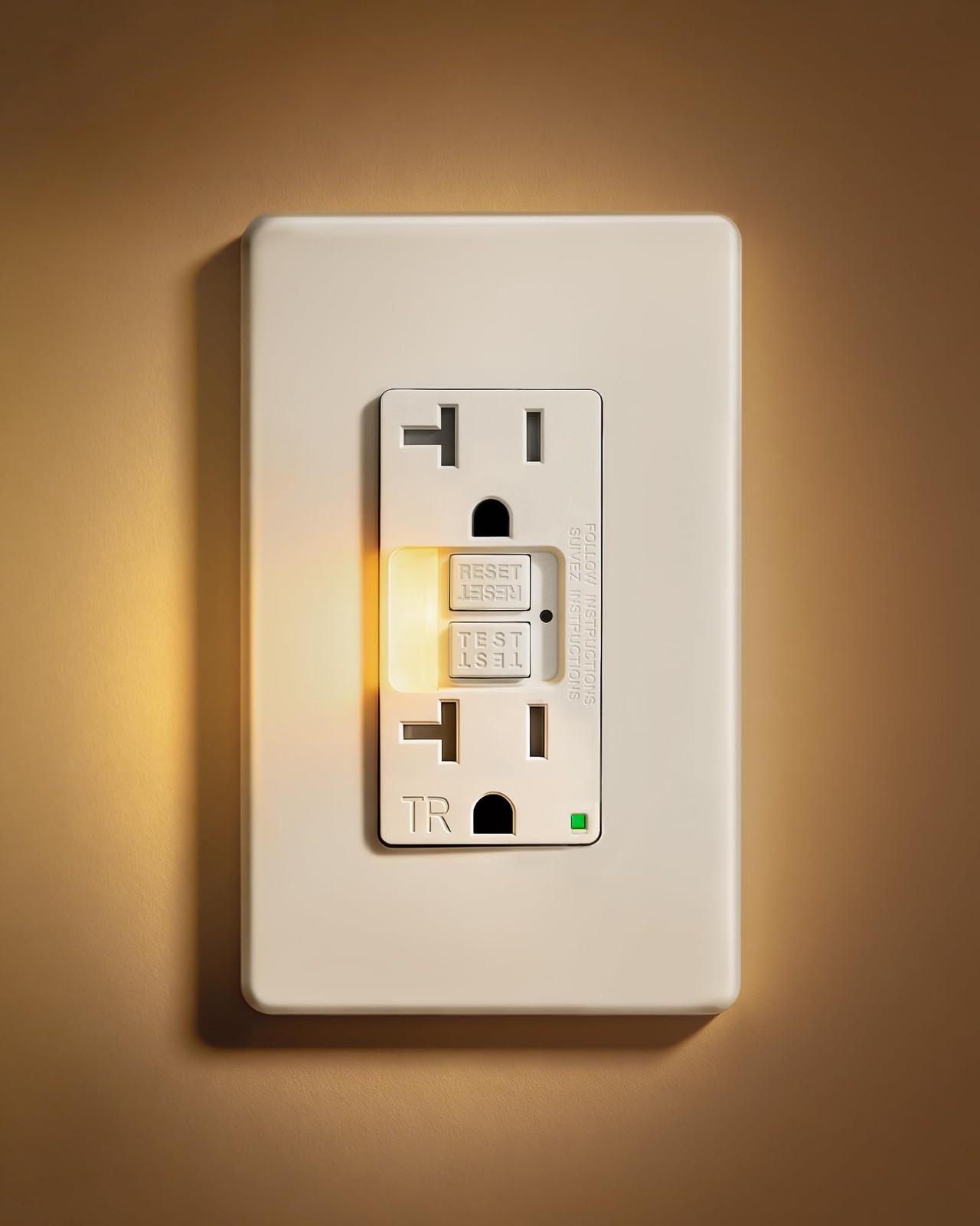 20Amp GFCI Outlet with Nightlight, Dusk to Dawn Night Light, GFCI Electrical ...