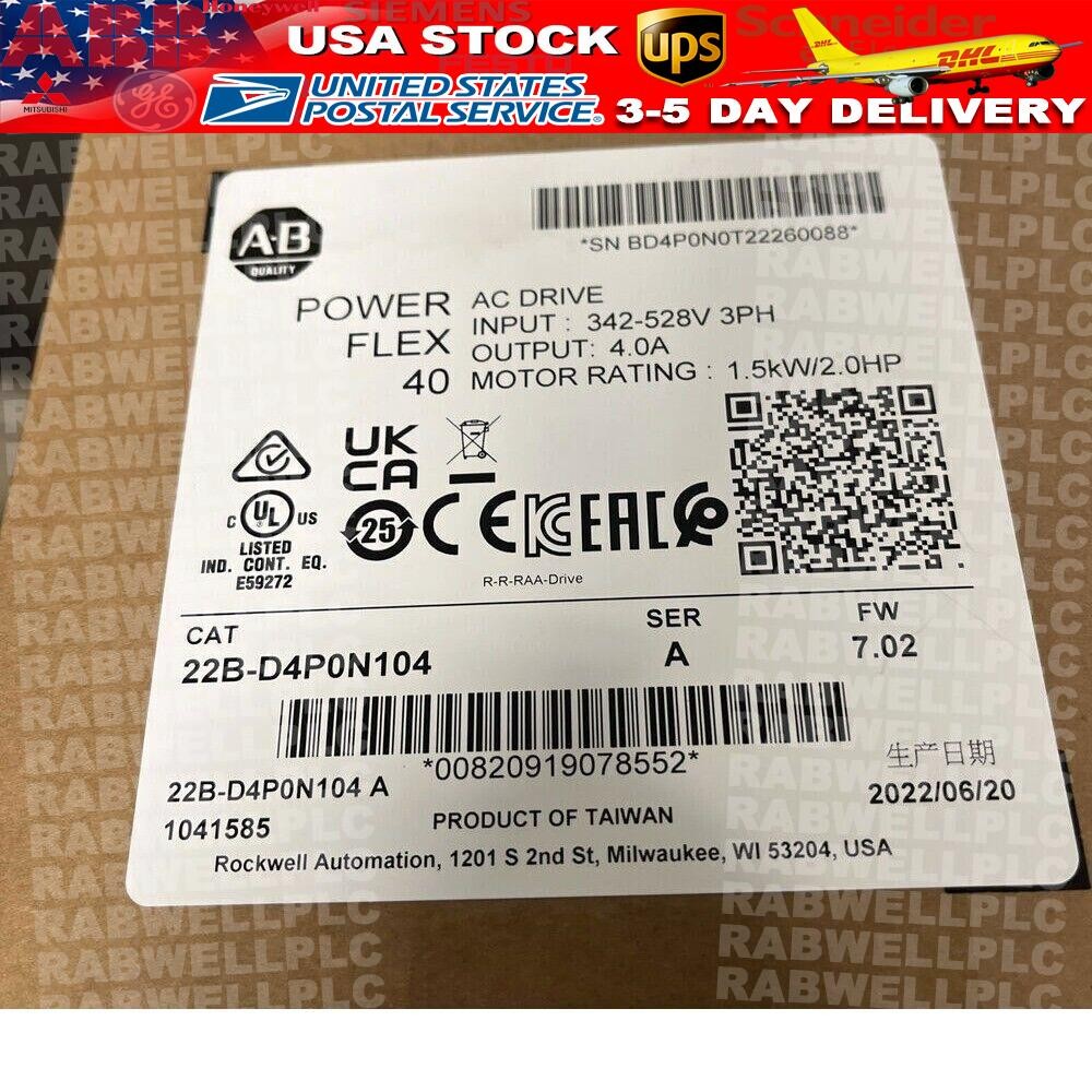 NEW Allen-Bradley 22B-D4P0N104 /A PowerFlex 40 1.5kW 2 HP AC Drive USA