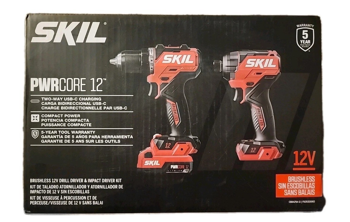 NEW Skil CB8429A-11 PWRCORE Brushless 12V Drill Driver & Impact Driver Kit