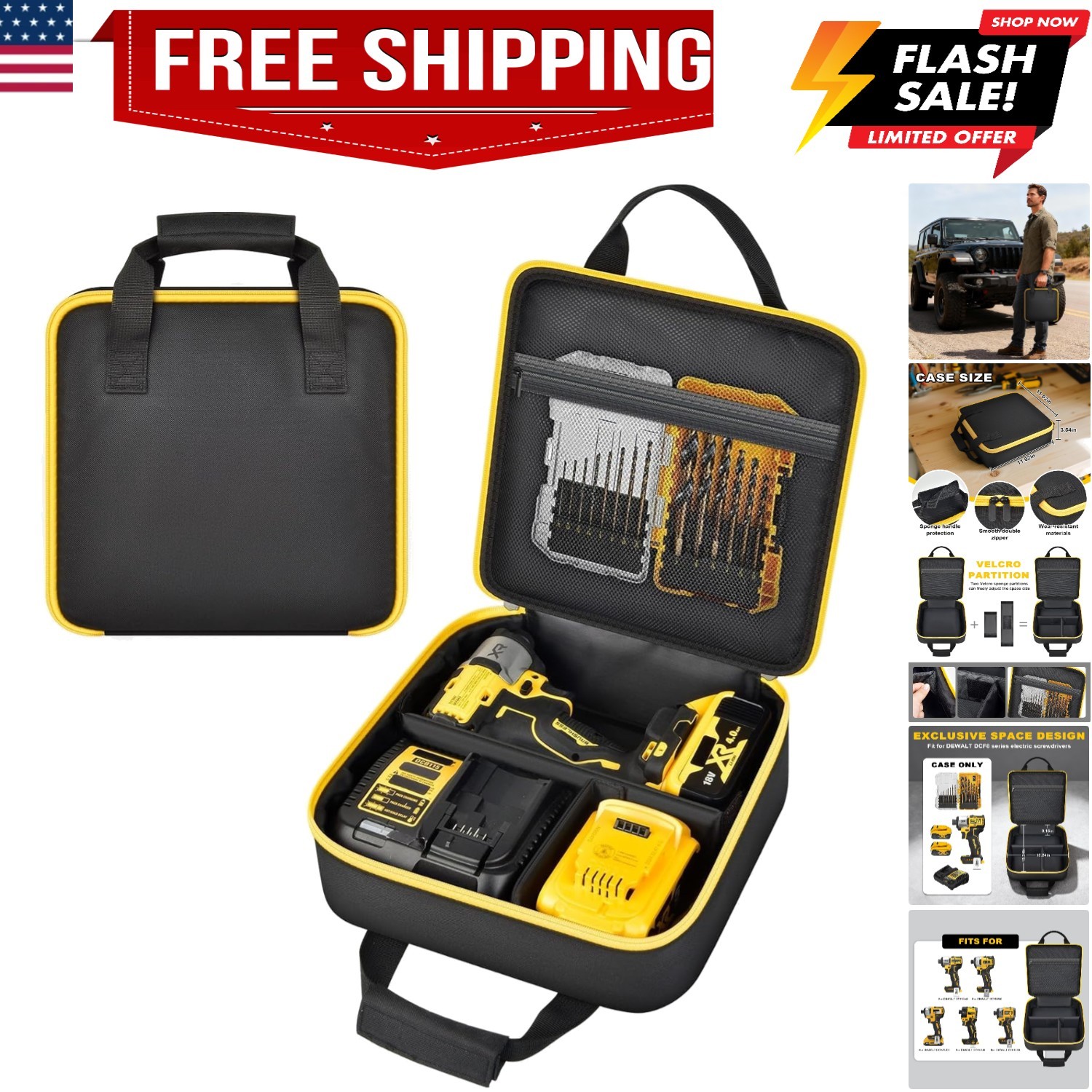 Carrying Case for DEWALT 20V MAX XR Impact Driver Drill, Tool Storage Bag for...