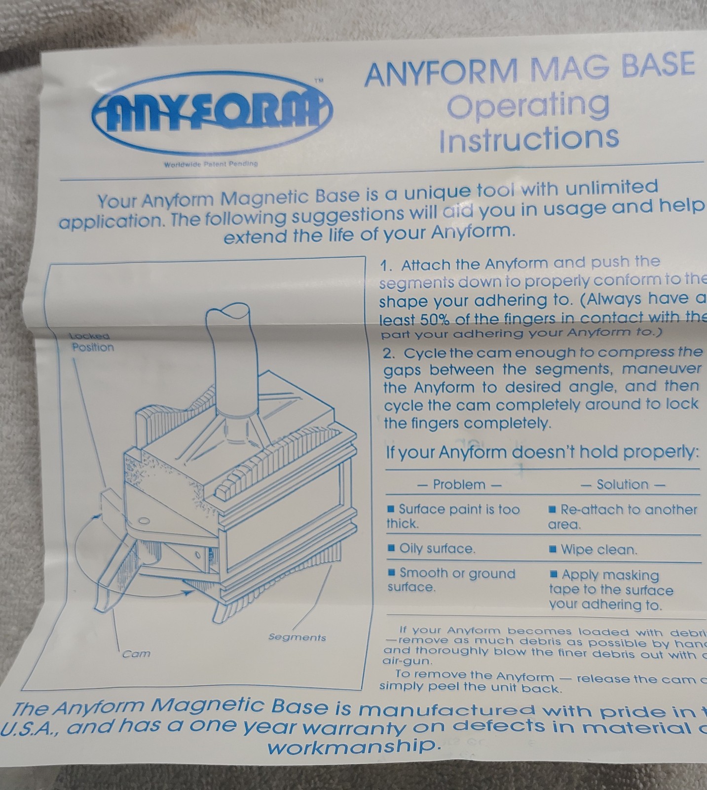 🗽ANYFORM MAGNETIC BASE FINE ADJUST MACHINIST/ TOOLMAKER