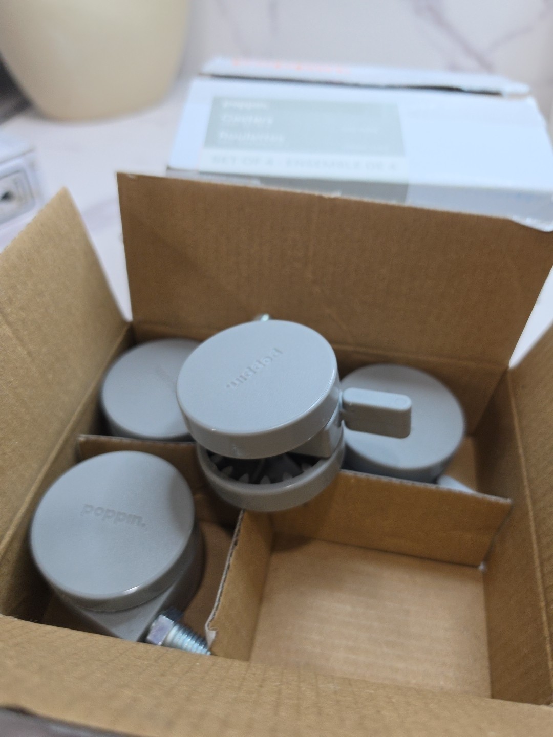 3 Sets of 4 - Poppin Light Gray Cabinet Casters 50mm 2 Inch 101858. Free S&H!