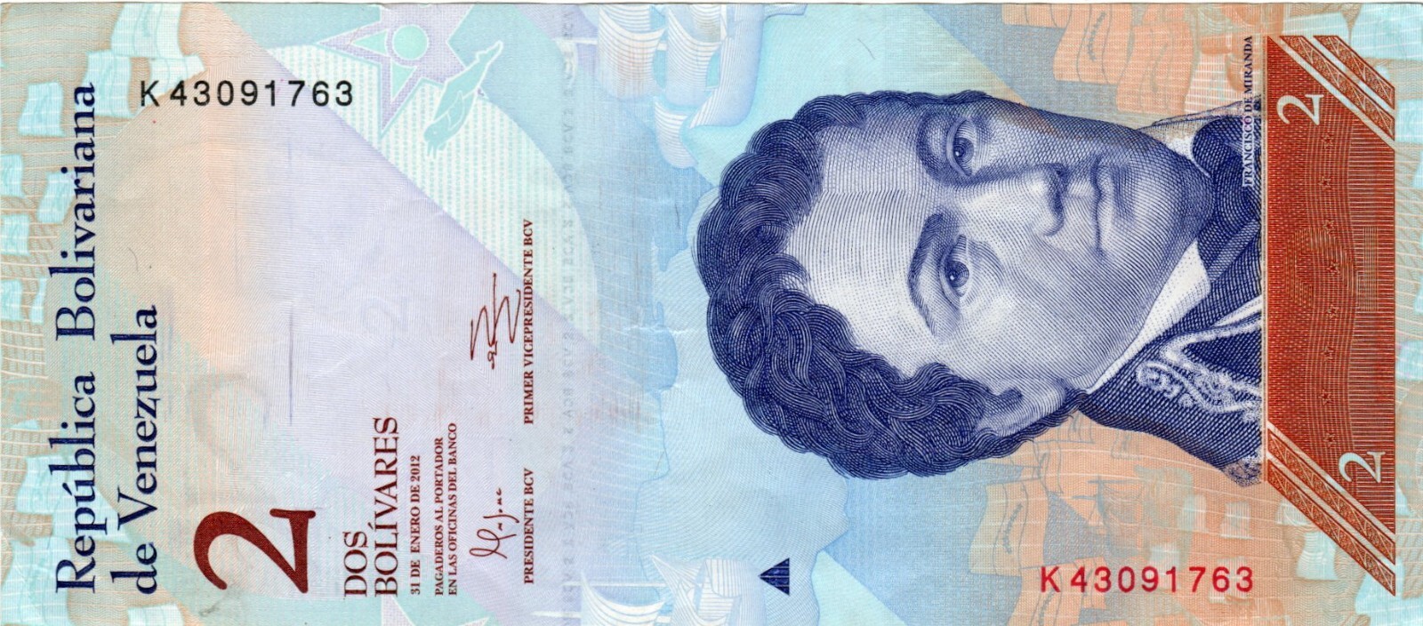 Banknote Venezuela P88d 2 Bolivares 2012