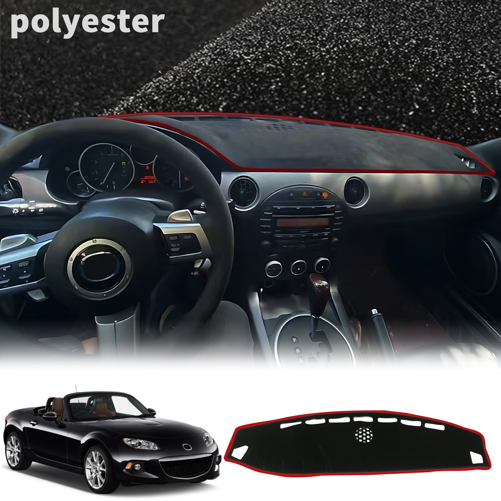 for Mazda MX-5 NC 2006-2014 MX5 Dashboard Pad Dash Mat Dashmat Polyester RED