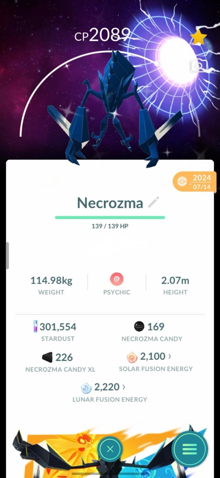 Rare SHINY NECROZMA Pokemon - Wormhole BG - GO