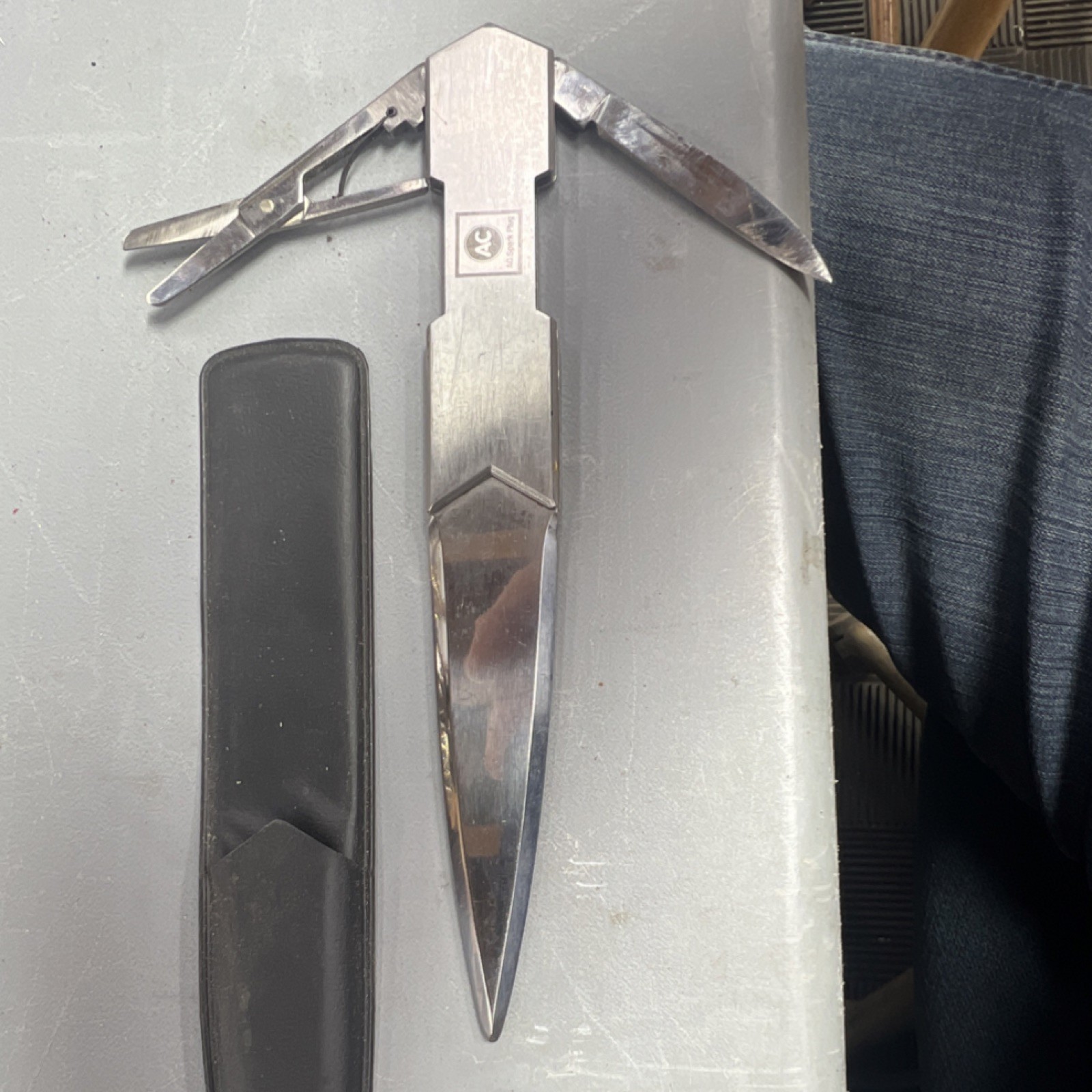 AC Spark Plug Barlow Stainless Steel Multi-tool Letter opener, knife, scissors